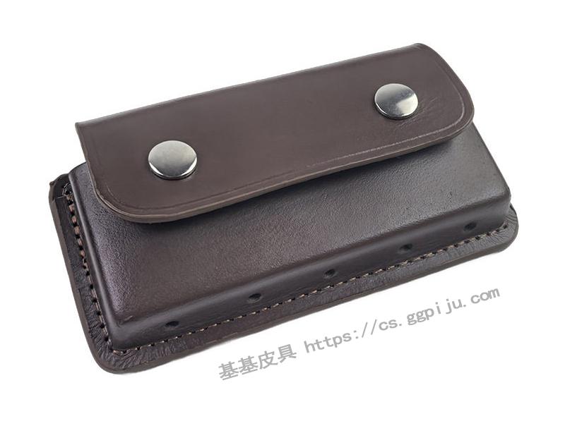 97-2单仓5孔牛皮套97式18.4mm霰弹套黄款折叠5发弹包真皮双排弹套 